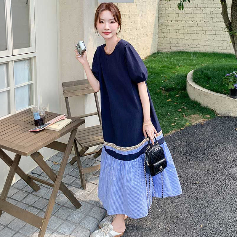 パフスリーブドッキングワンピース