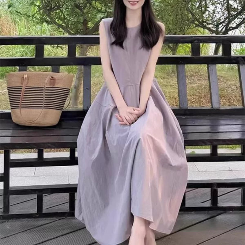 スモークパープルノースリーブワンピース