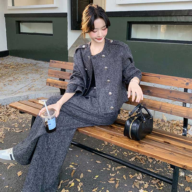 ミックスグレーセットアップ（灰）秋/冬 洗練された大人のマニッシュ