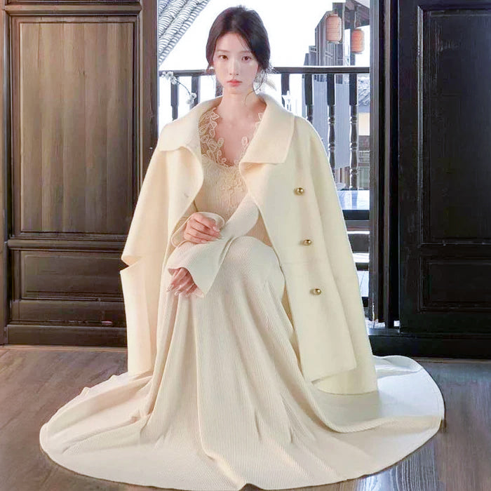 ファーカラー付きケープコート(2colors)