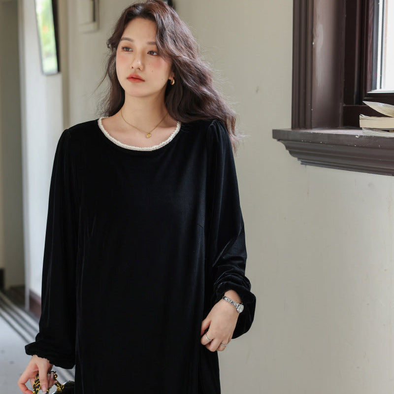 レースデザインベルベットワンピース