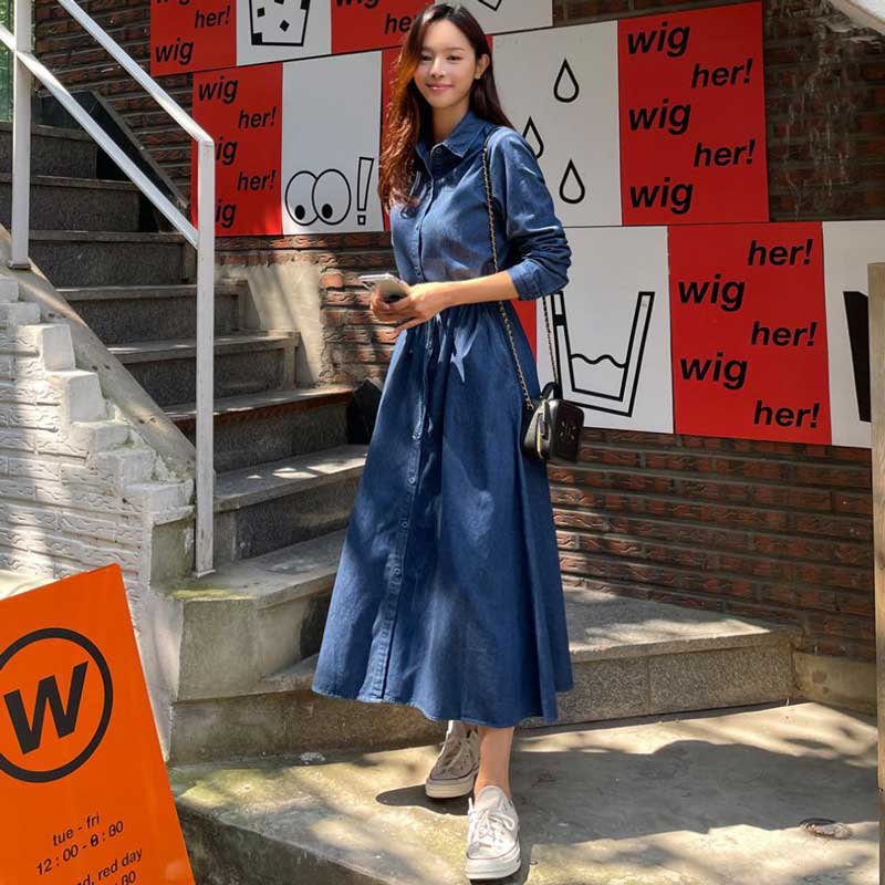 インディゴフレアマキシワンピース