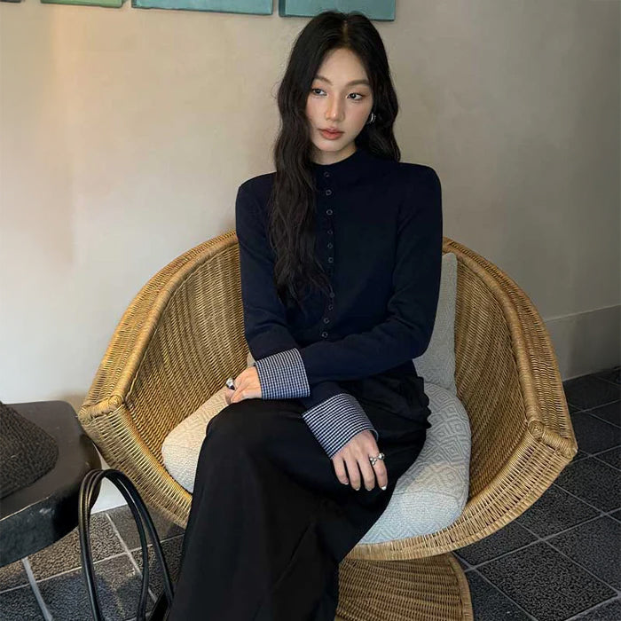 アクセントボタンカーディガン(4colors)