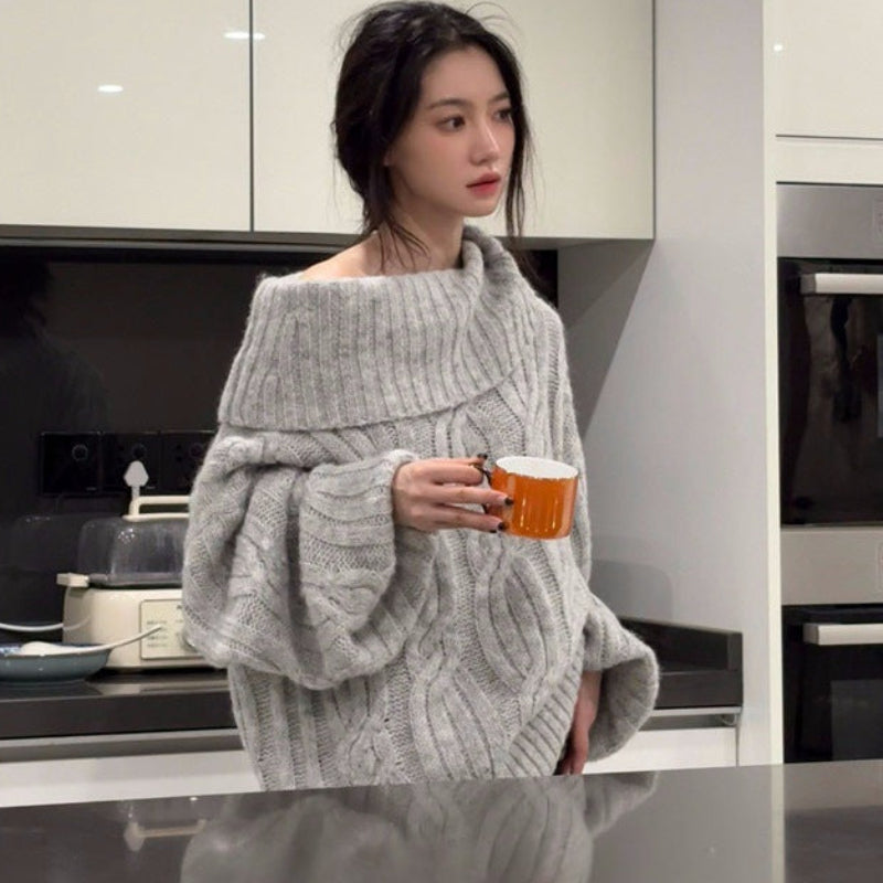 オフショルダーオーバーサイズニット