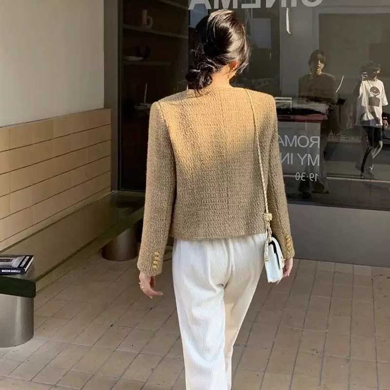 ノーカラーツイードジャケット