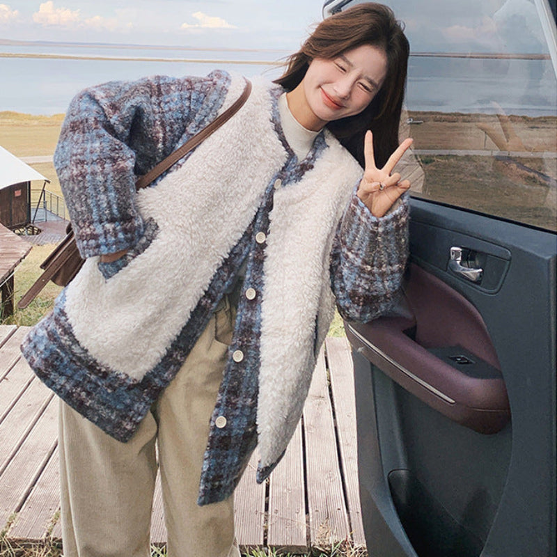 ボアベスト×中綿入りツイードジャケット