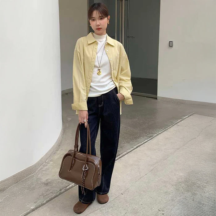 ハイウエストワイドストレートデニムパンツ