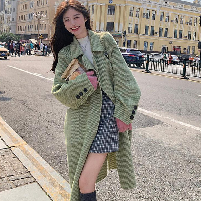 ラグランスリーブロング丈ウールコート