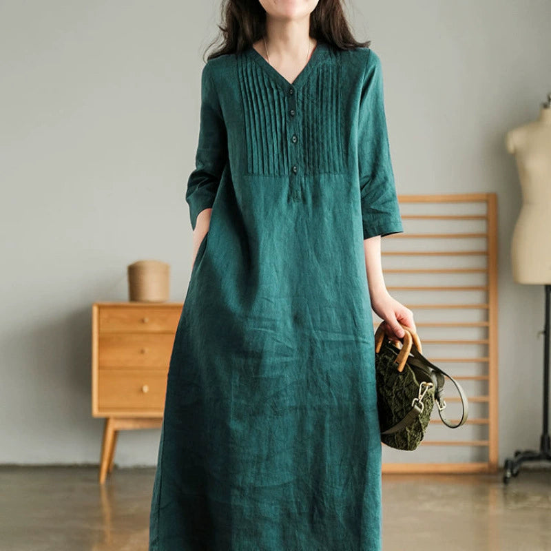 リネンピンタックワンピース(4colors)