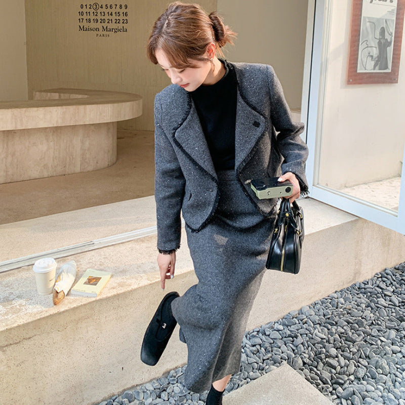 ラメツイードジャケット×スカートスーツ