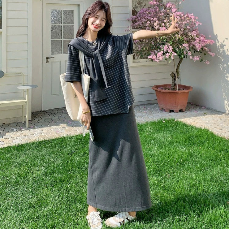 ショールデザイントップス×スカートセット