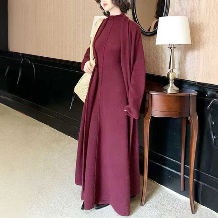 ロングカーディガン×ノースリーブマキシワンピース(8colors)