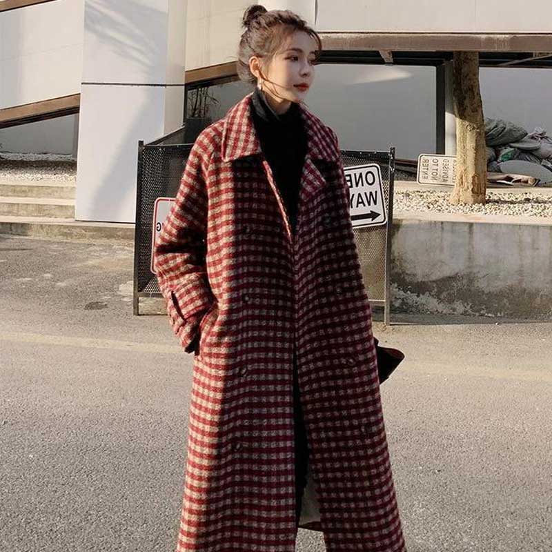 レッドチェックチェスターコート