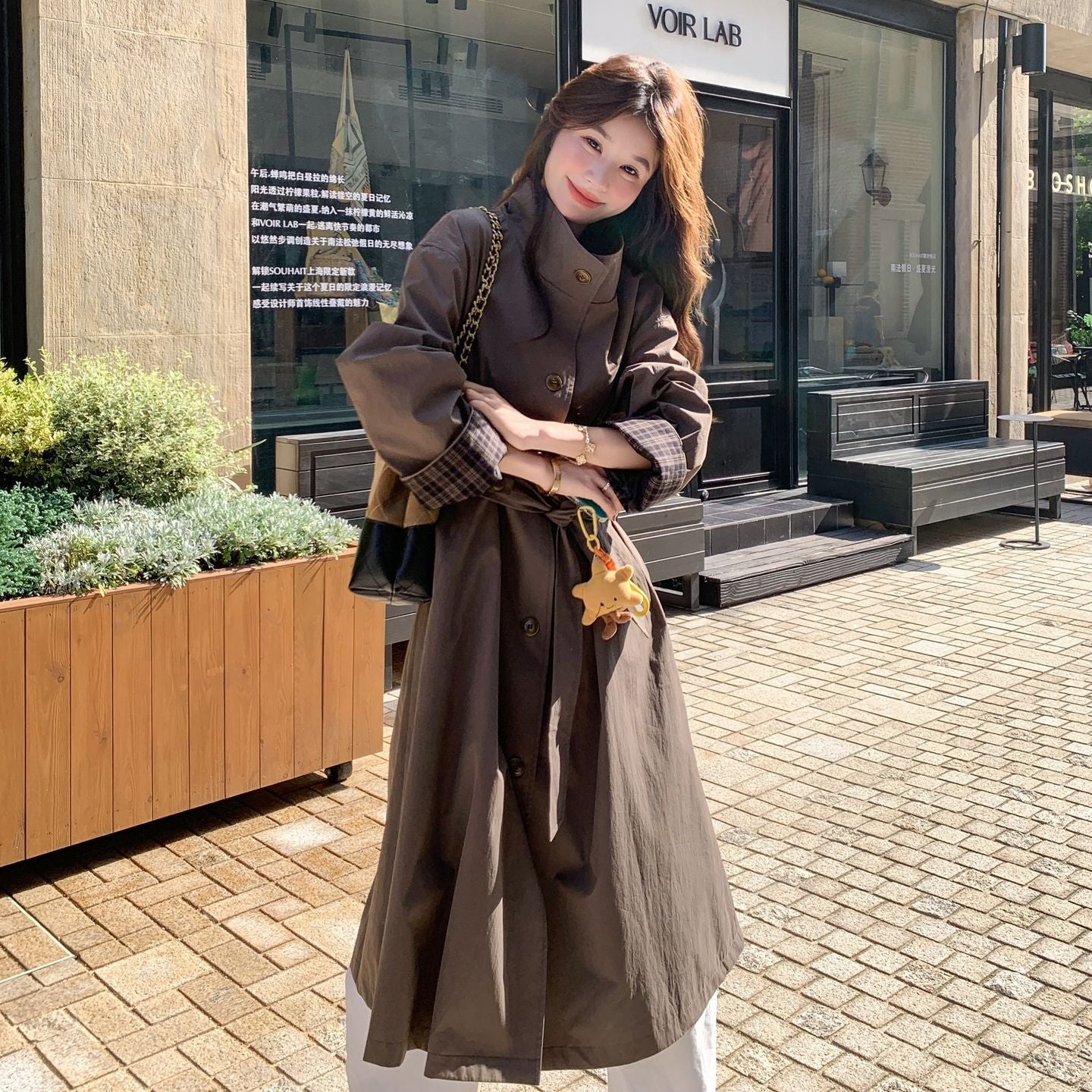 レトロチェックデザインロングコート