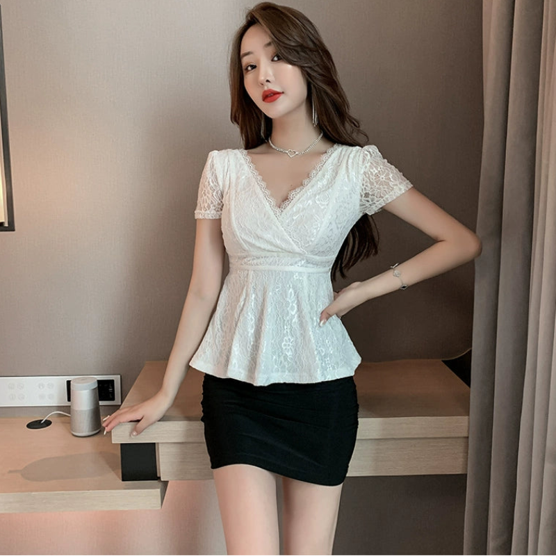 レースブラウスドッキングミニドレス(3colors)