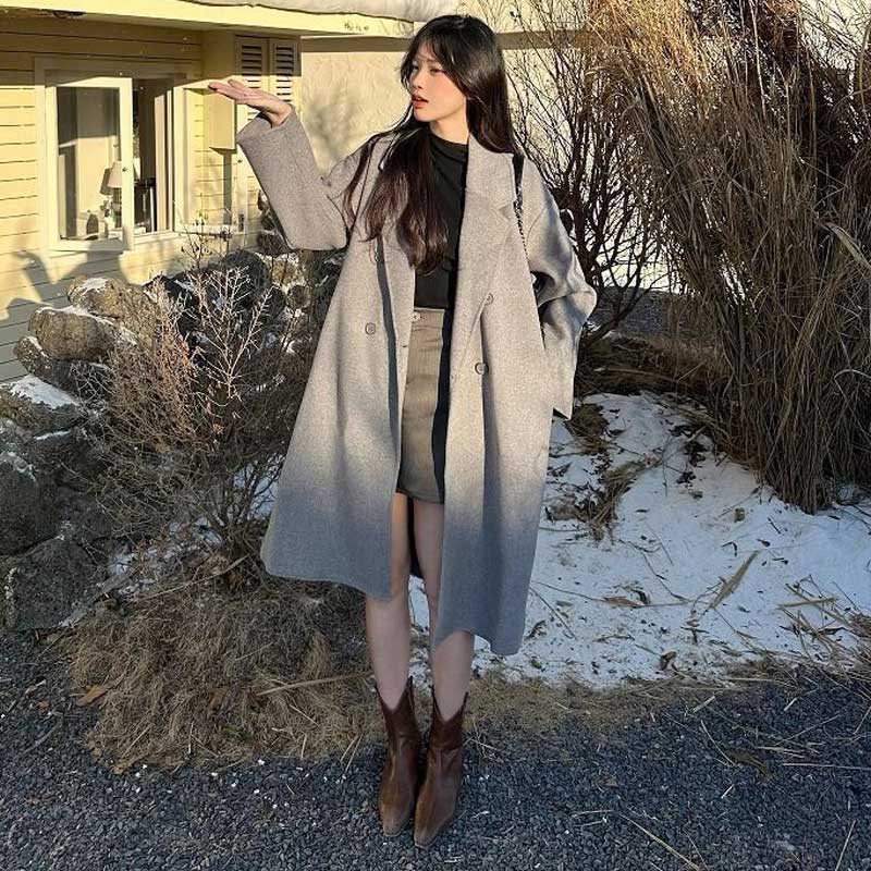 シンプルダブルボタンコート(5colors)