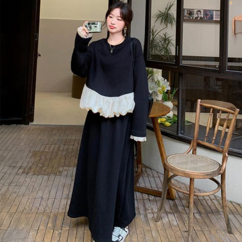 スウェットバルーントップス×スカートセット