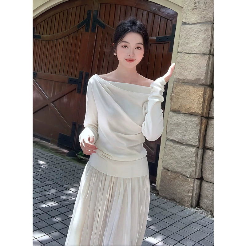 オフショルダーニットトップス