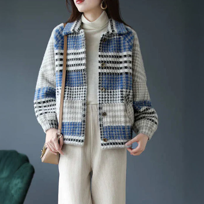 チェックパネル襟付きジャケット