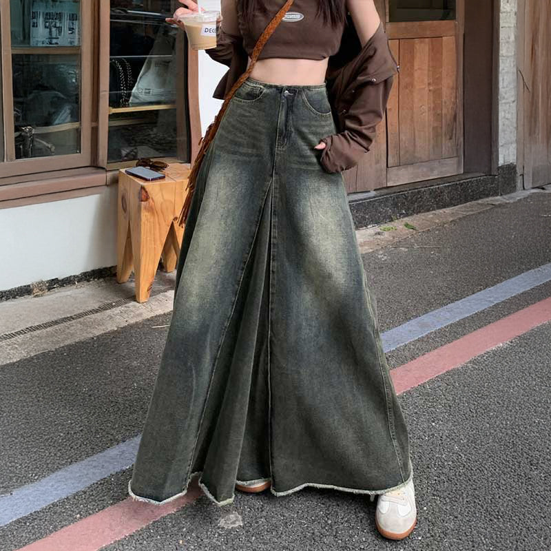 センタープリーツデニムスカート