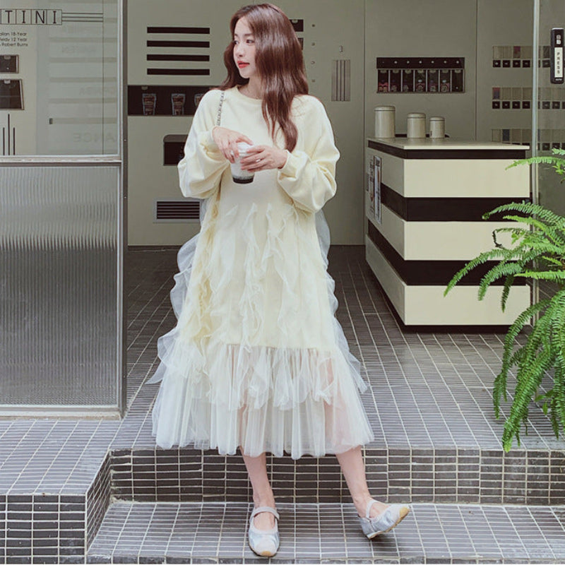 チュール切り替えスウェットワンピース(2colors)