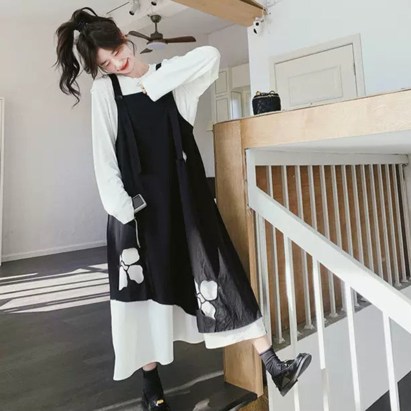 トップス×モノトーンフラワーワンピースコーデセット