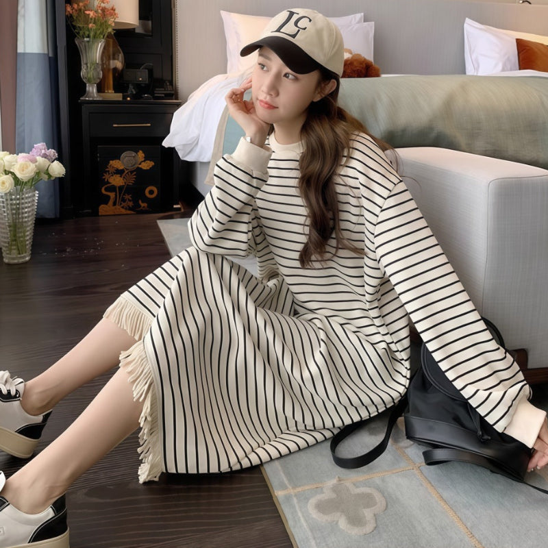 フリンジデザインボーダーワンピース