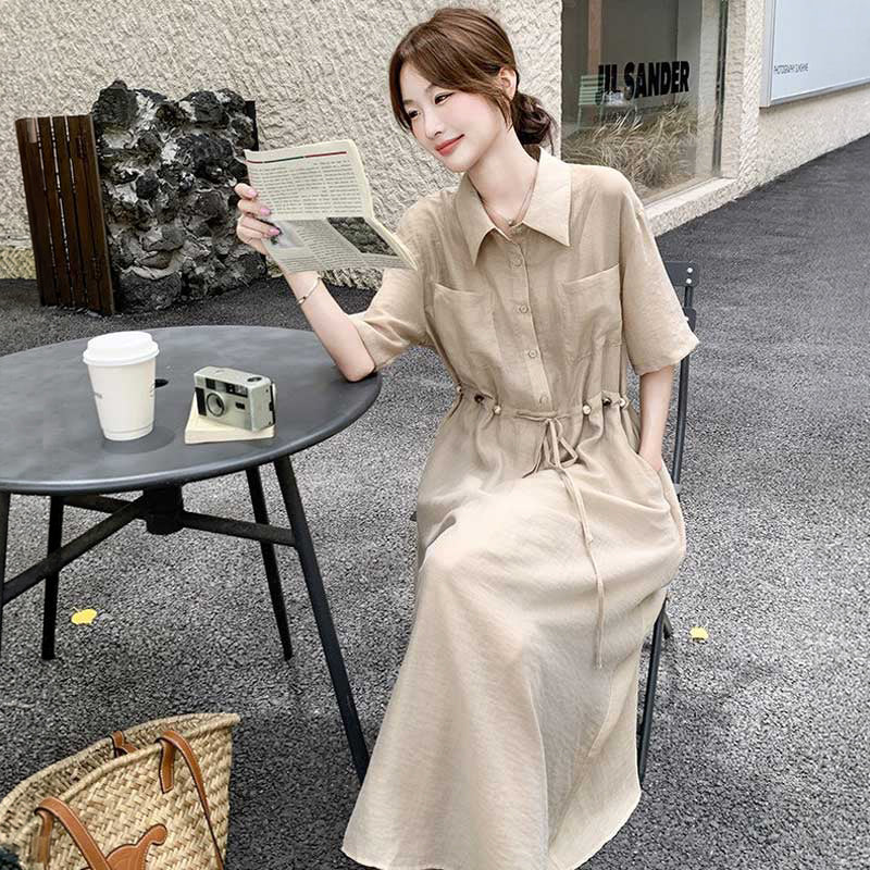 ワークシャツロングワンピース