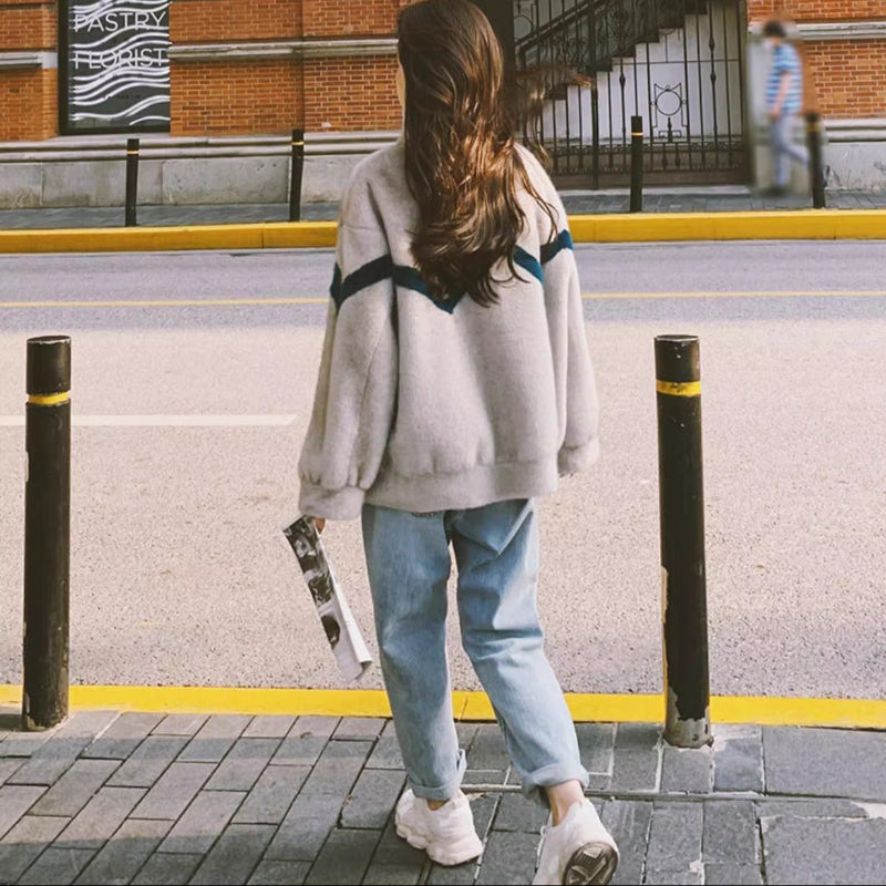 ラインデザインフリースジャケット