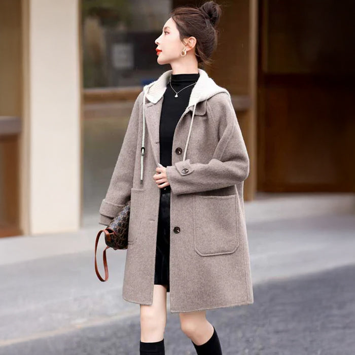 ニットフード付きメルトンコート(2colors)