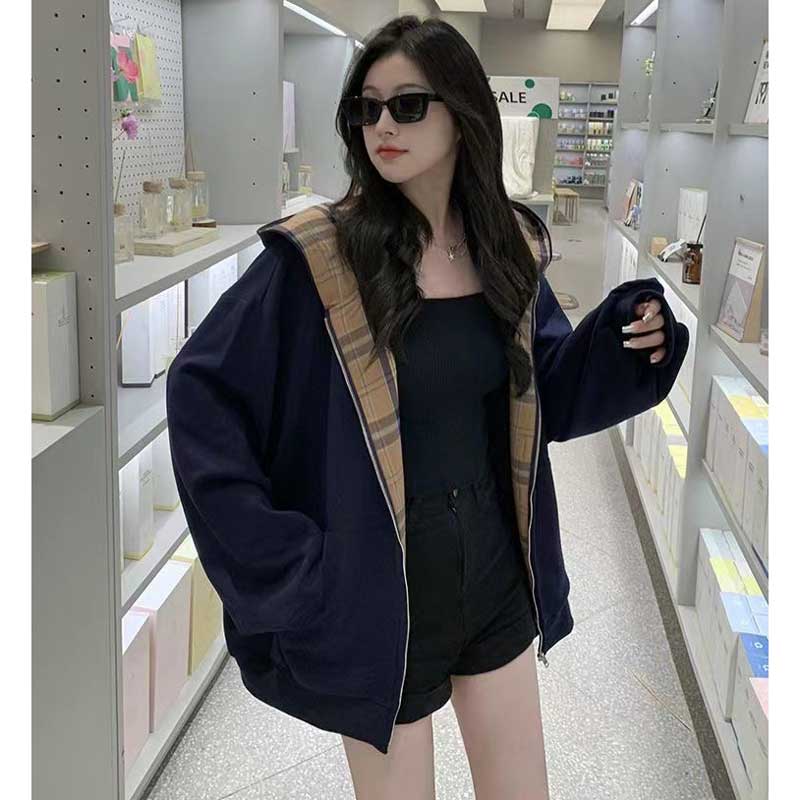 フード裏チェックパーカー(2colors)