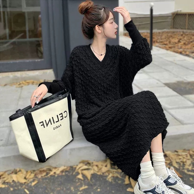 ケーブルデザインＶネックワンピース