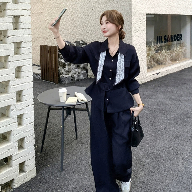 ウエストベルトシャツ×ワイドパンツセットアップ(2colors)