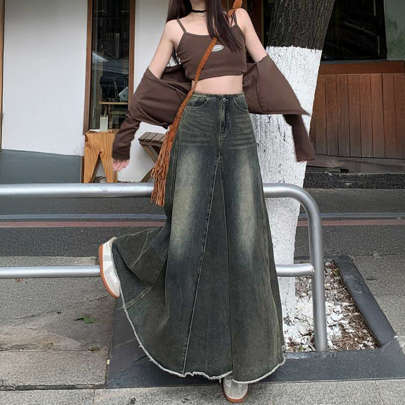 センタープリーツデニムスカート