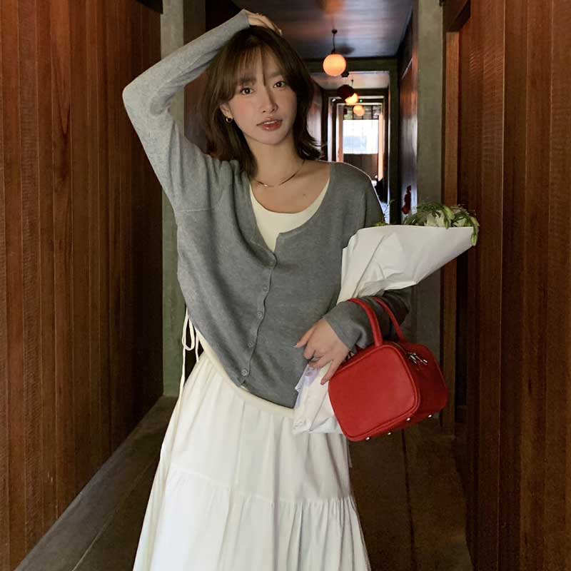 レイヤード風サイドギャザートップス(5colors)