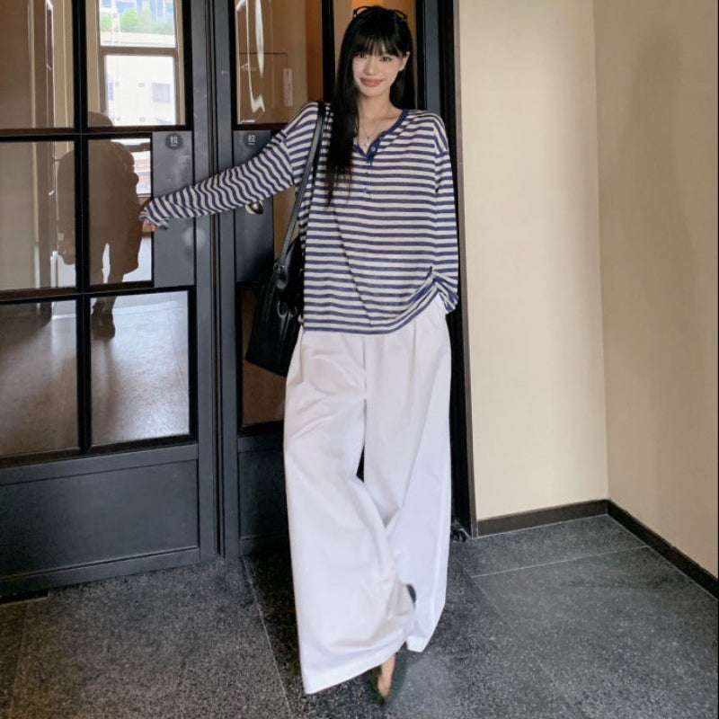 ストライプヘンリーロングTシャツ