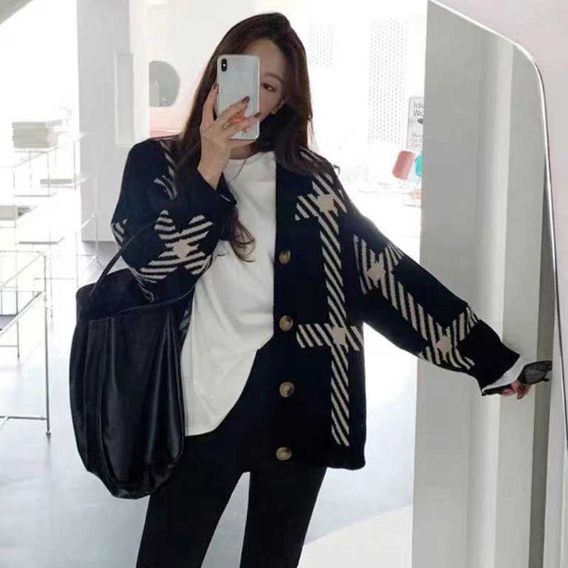 ラインVネックルーズカーディガン(2colors)