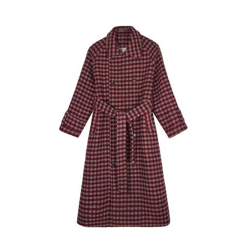 レッドチェックチェスターコート