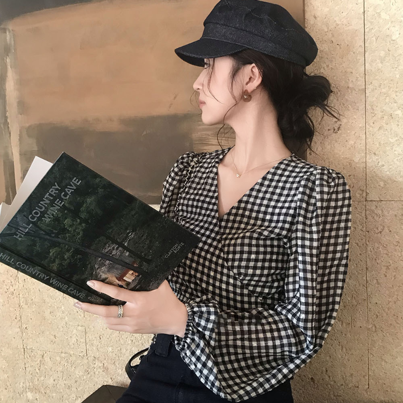 カシュクールチェックブラウス(３colors)