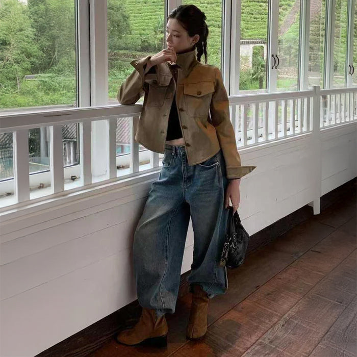 スエードテーラードジャケット