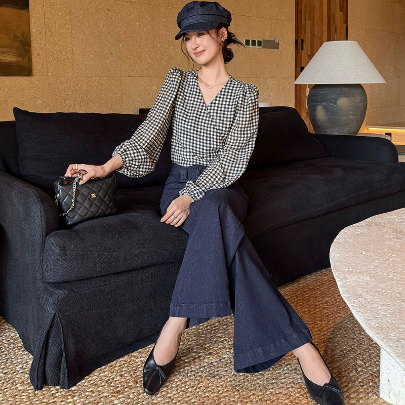 カシュクールチェックブラウス(３colors)