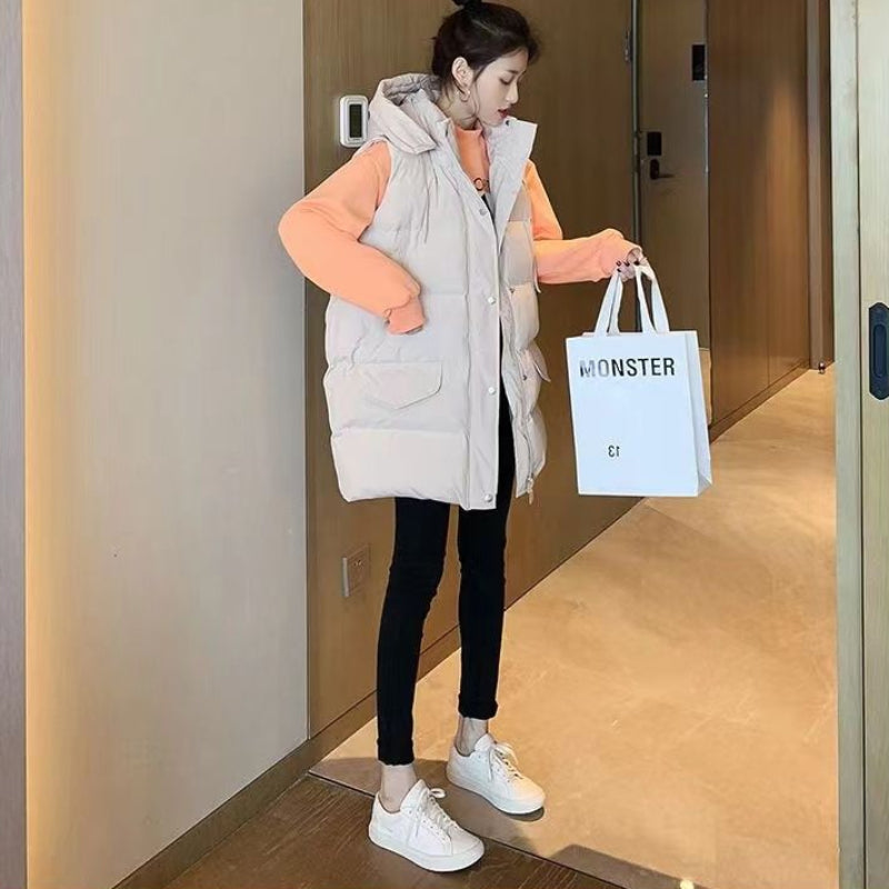 フード付きキルティングベスト(2colors)