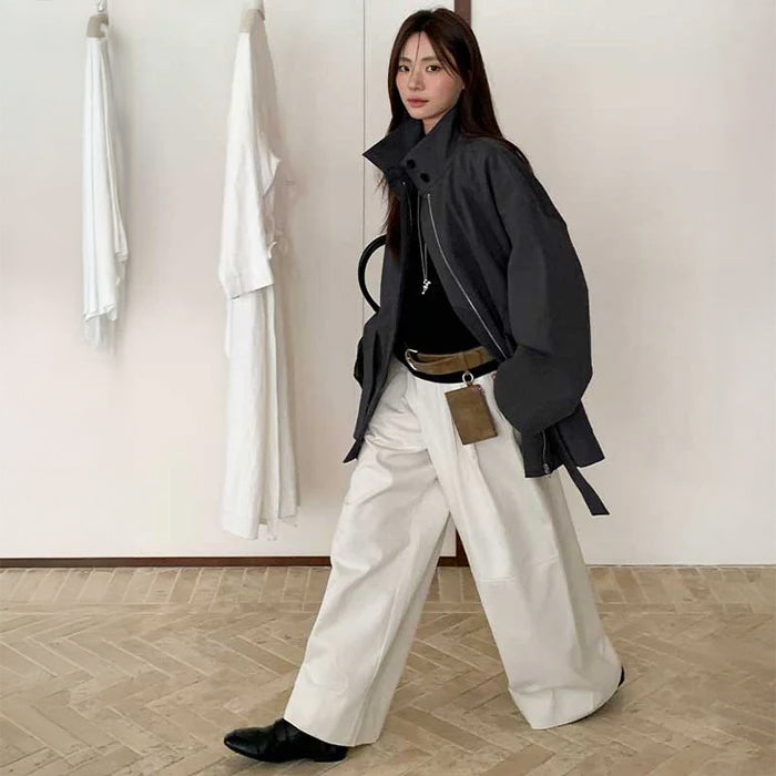 スタンドネックワイドスリーブコート(2colors)