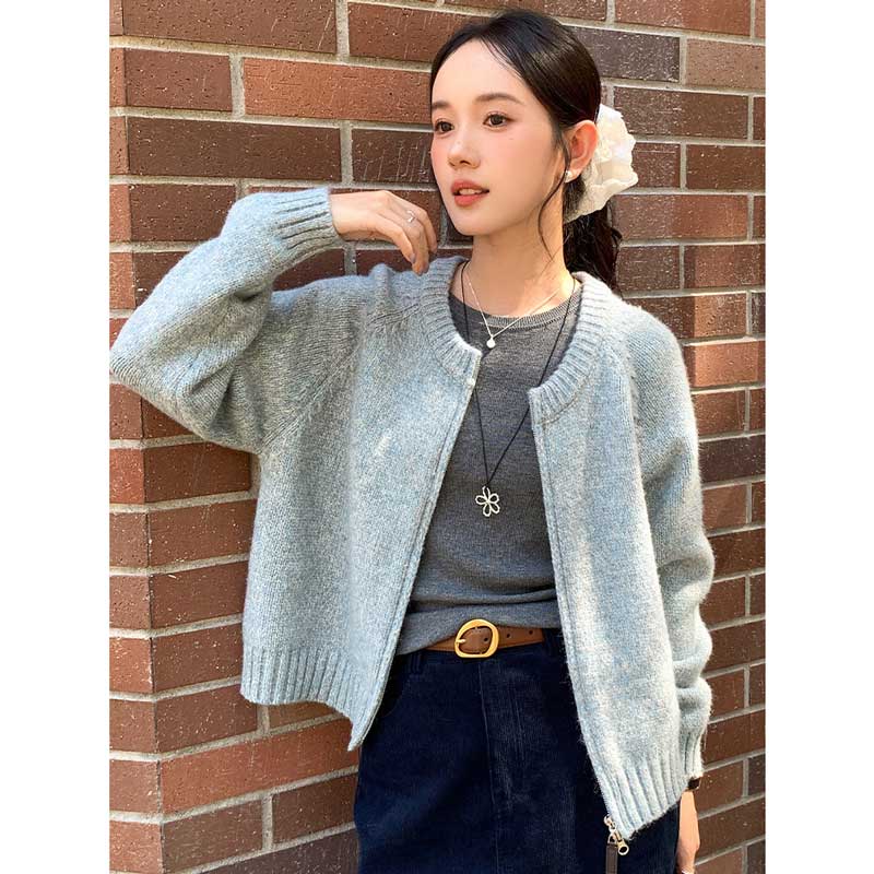 ラウンドネックニットカーディガン(4colors)