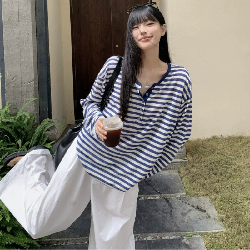 ストライプヘンリーロングTシャツ