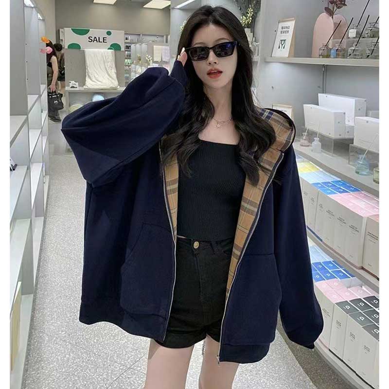 フード裏チェックパーカー(2colors)