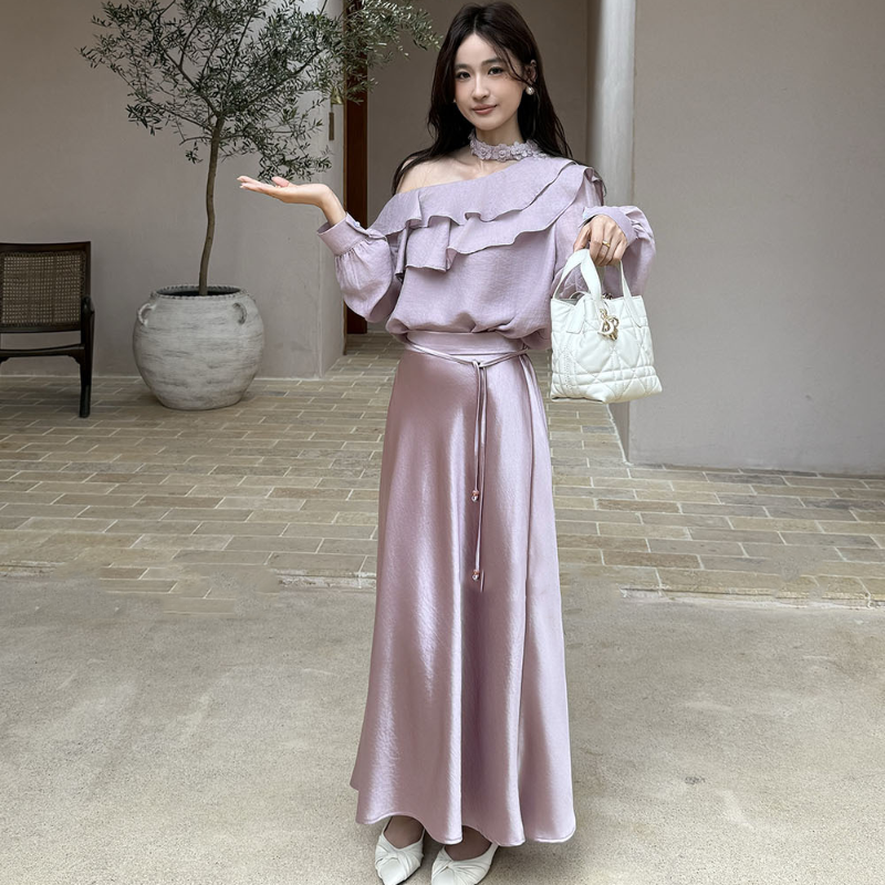 ワンショルダーフリルカラーブラウス(3colors)