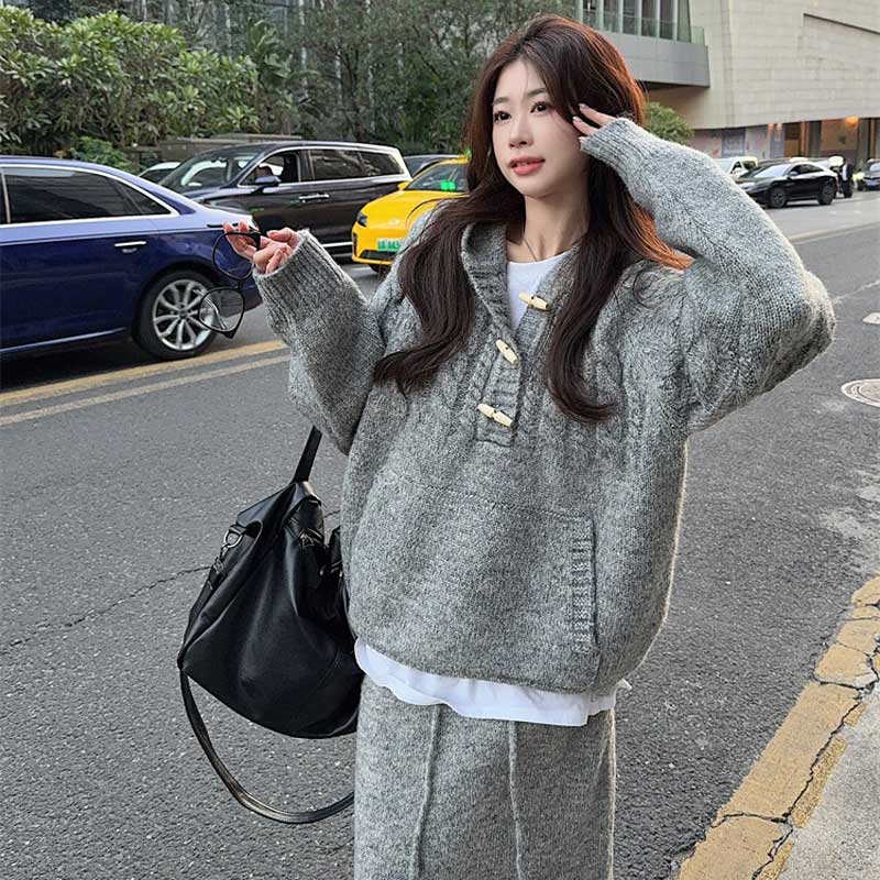 フード付きダッフルニット