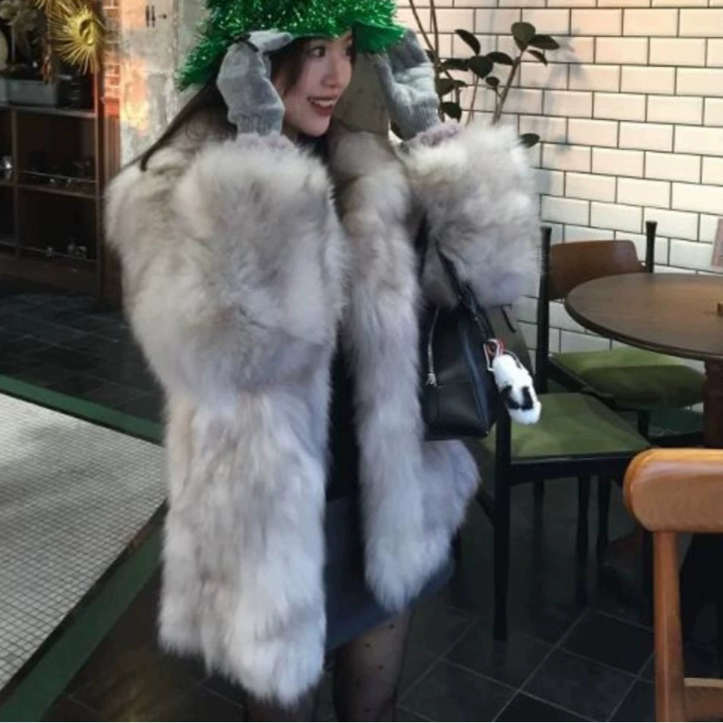 ミストグレーフェイクファーコート