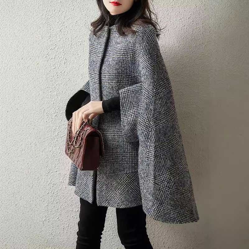 チェックケープコート